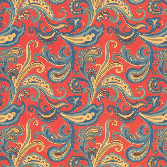 Bold Orange Paisley and Swirl Italian Paper ~ Kartos Italy